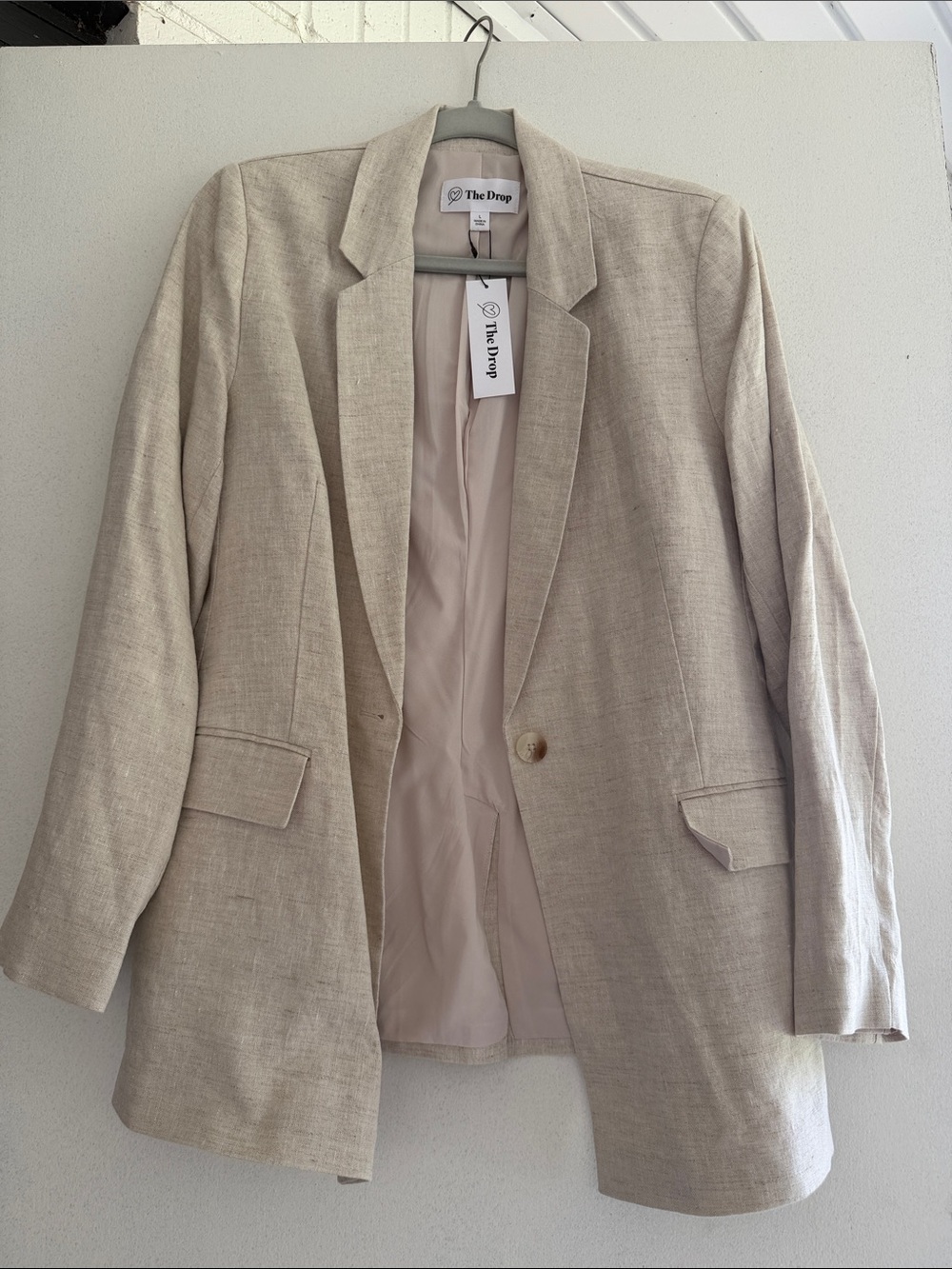 Women's Beige Linen-Blend Blazer